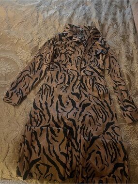 Women's Brown and Black Animal Print Long Sleeve Jumpsuit